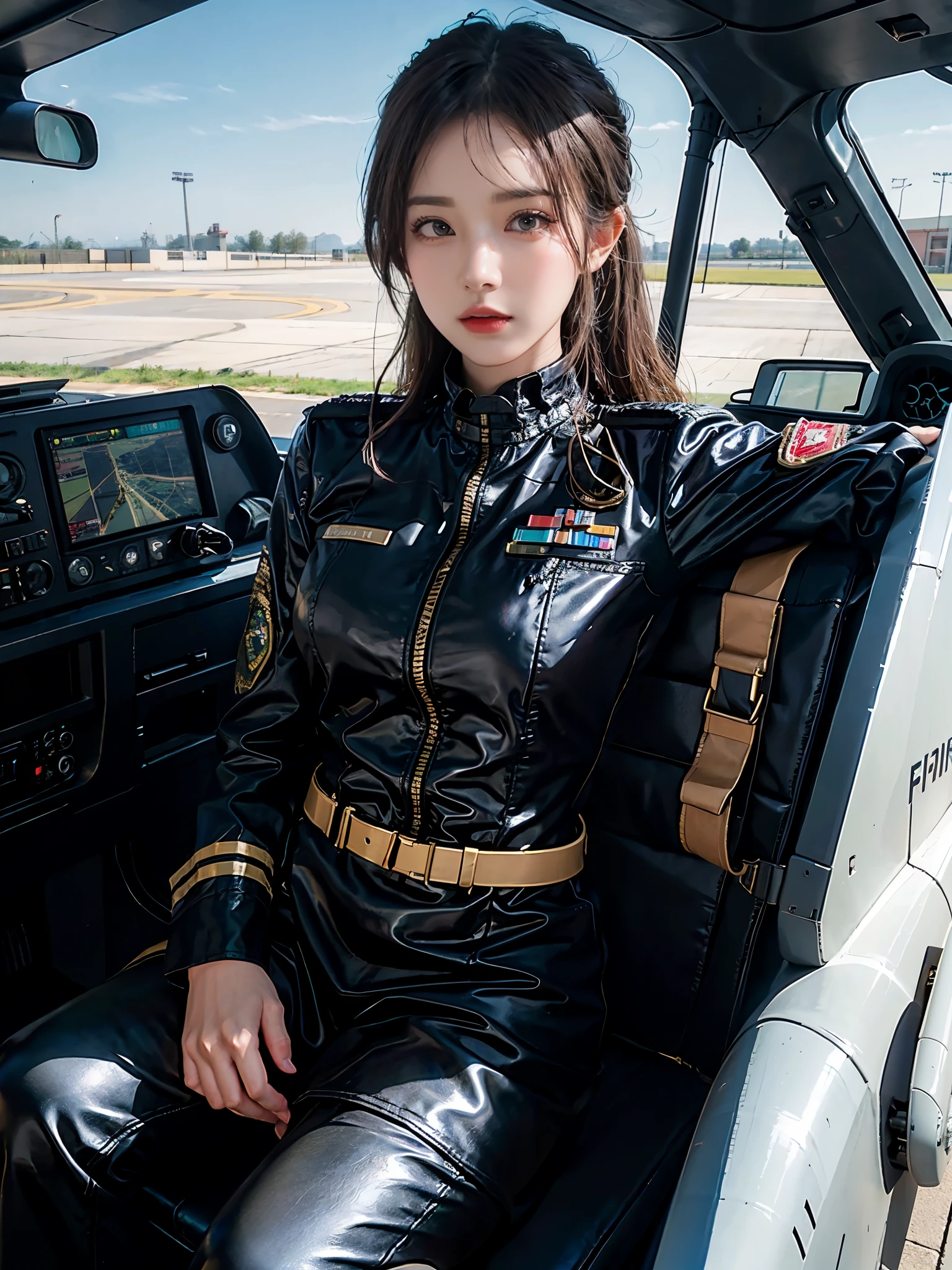 Arad woman standing in front of airplane wearing military uniform ...