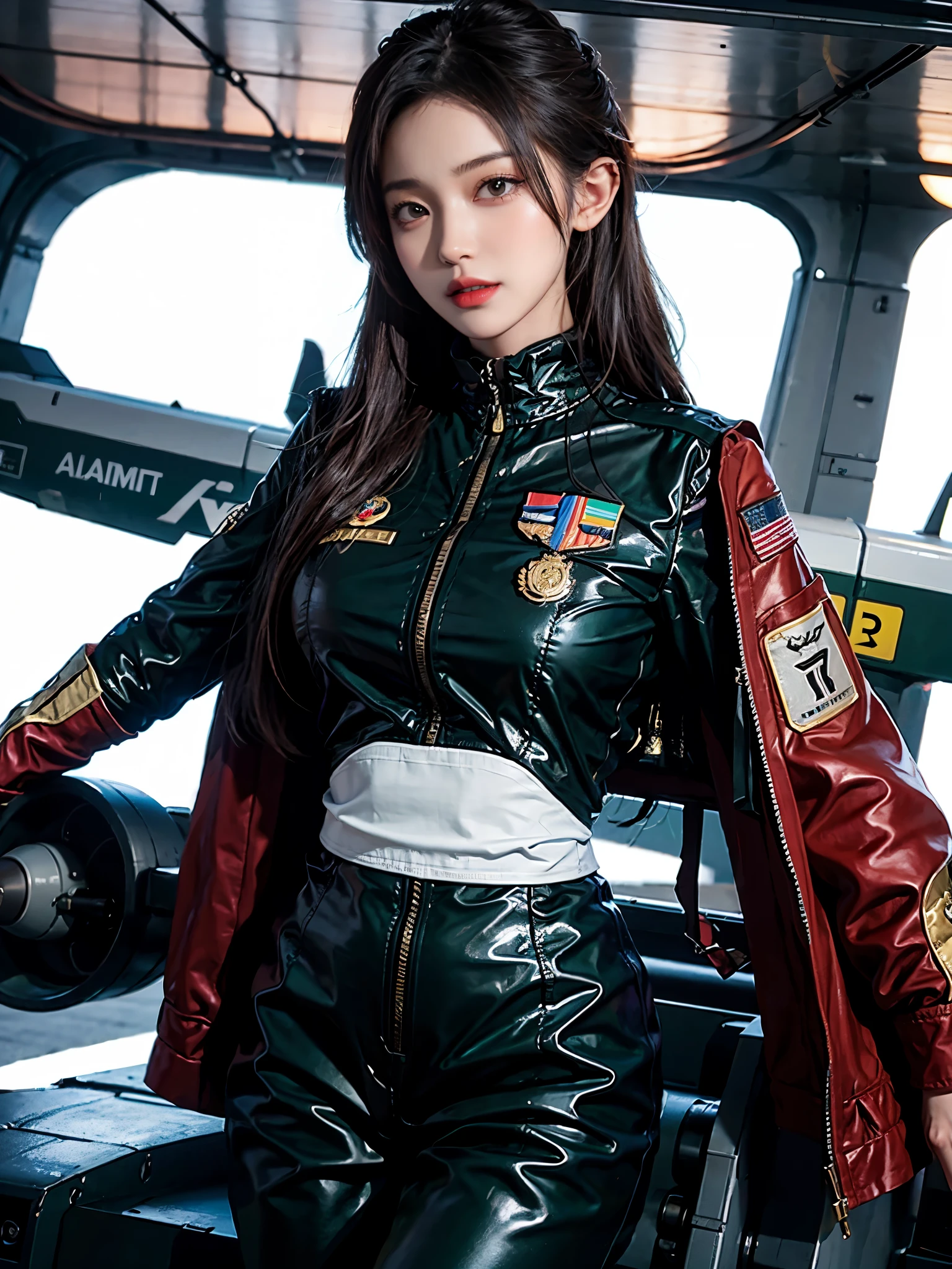 Arad woman standing in front of airplane wearing military uniform ...