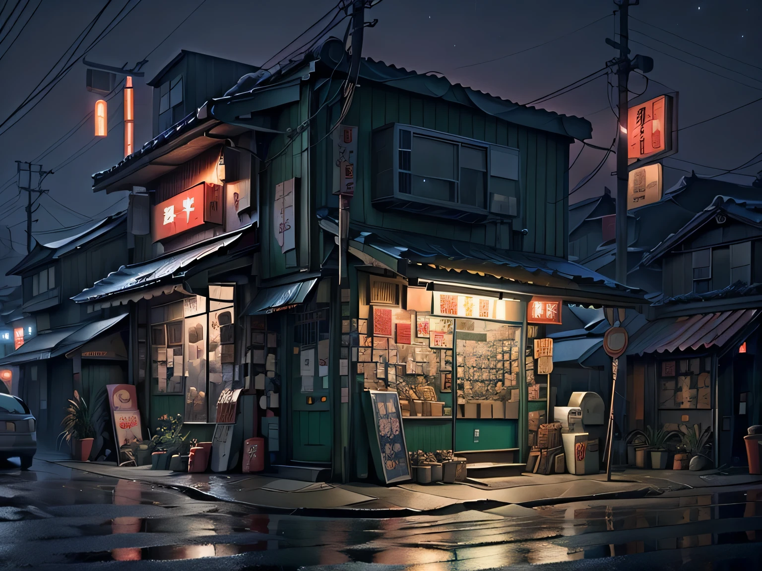 Неоновая улица, Япония, полночь