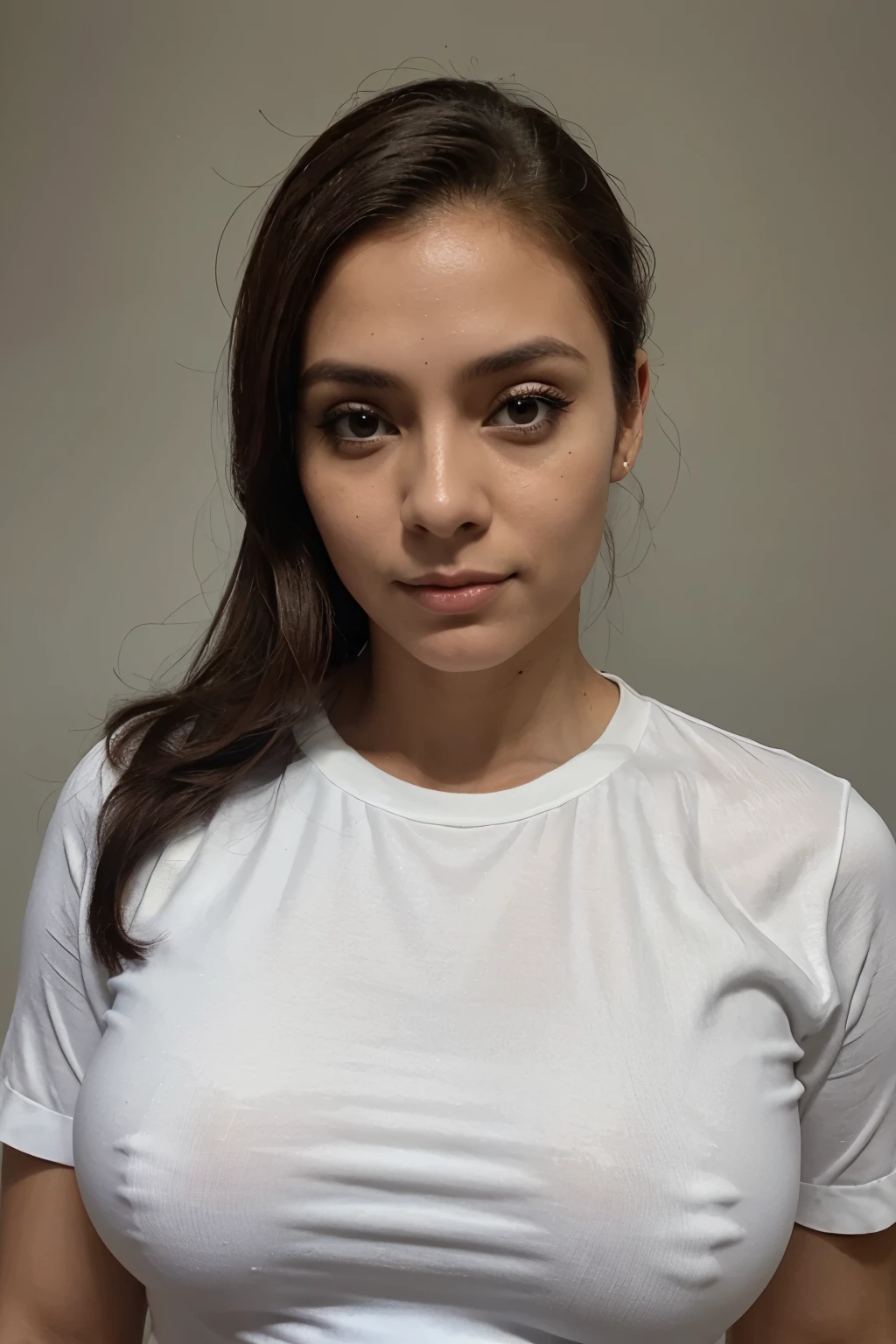 A close up of a woman in a white shirt posing for a picture - SeaArt AI