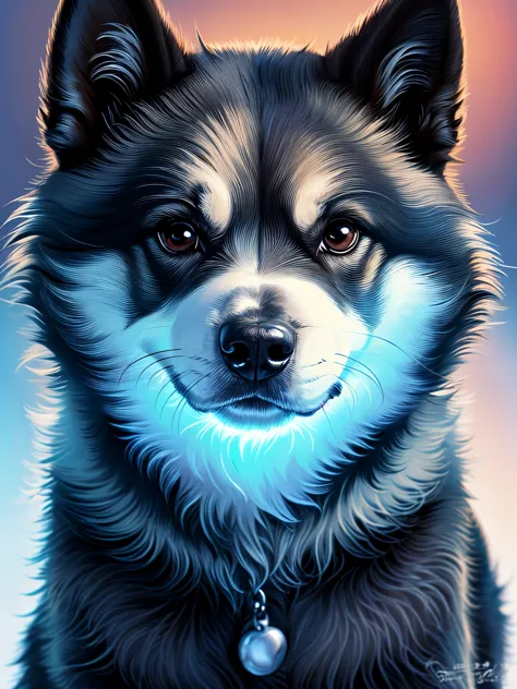 Akita dog, highly detailed digital paintings, digital art animal photography, surreal illustration, Beautiful digital artwork, s...