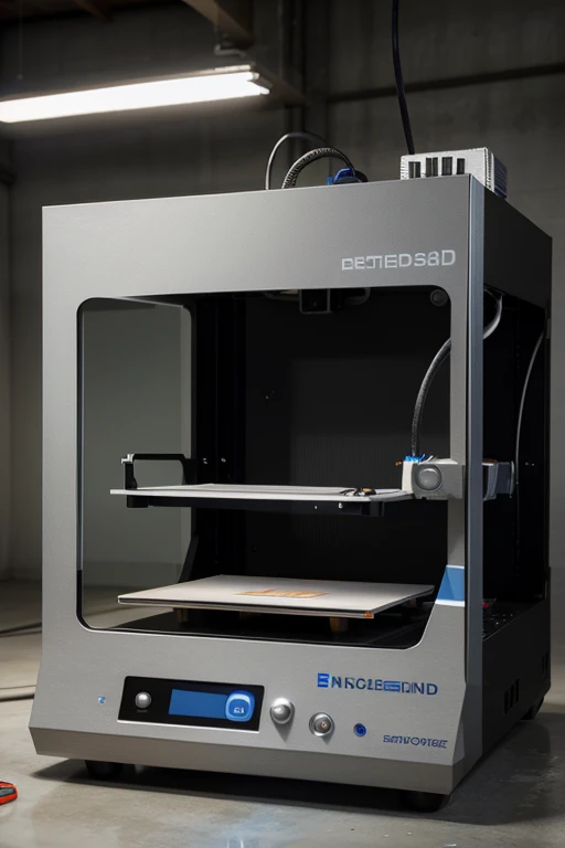 Depict a high-resolution 3D printer, capable of creating complex and detailed objects from varied materials such as plastic, metal and ceramic.