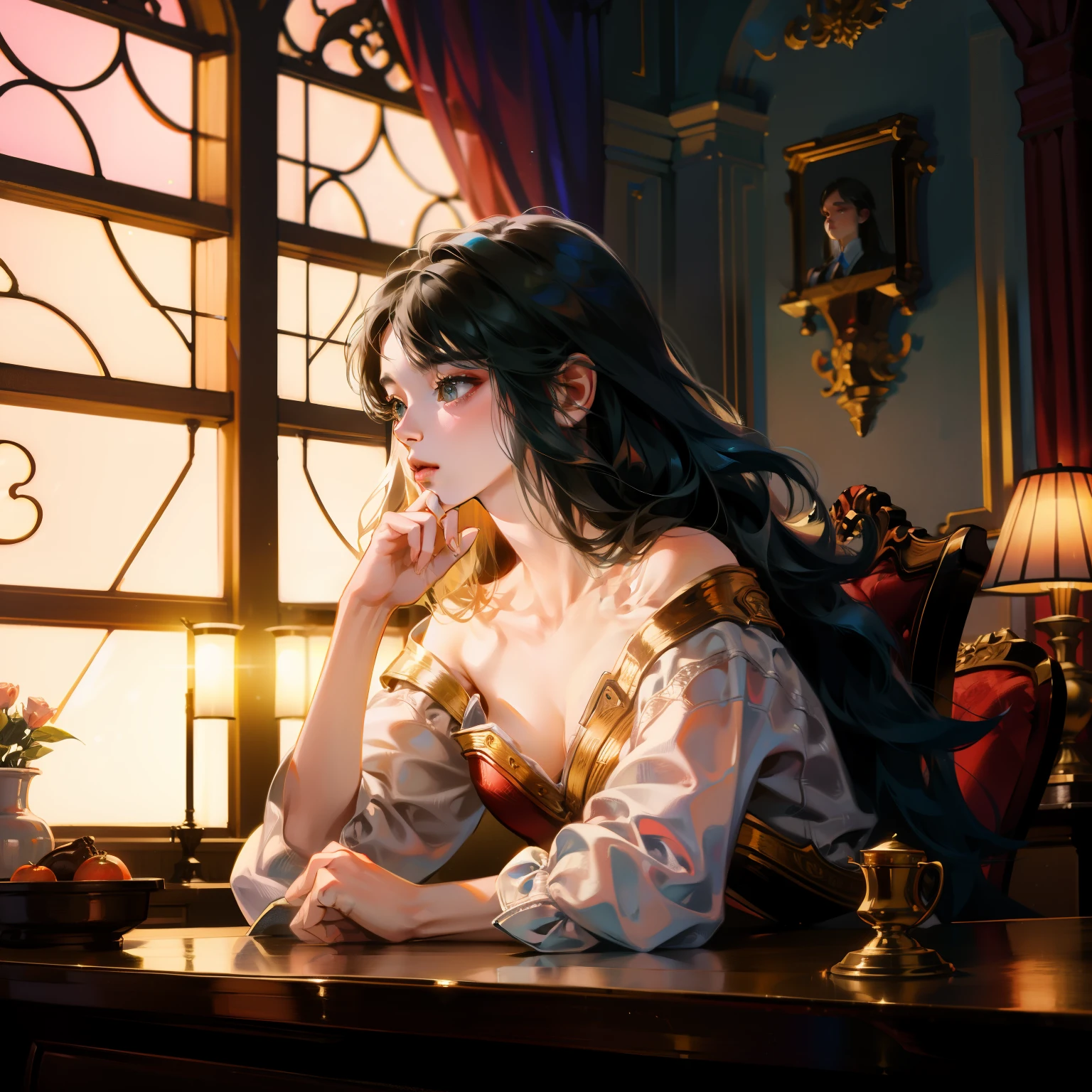 masterpiece，female student，Exquisite facial features，high quality，mystery，Extremely detailed，morning light，epic work, intricate details）(Sophisticated design，Super fine details：1.2)art station，(masterpiece，best quality)，Ultra high quality，32k,beautiful
