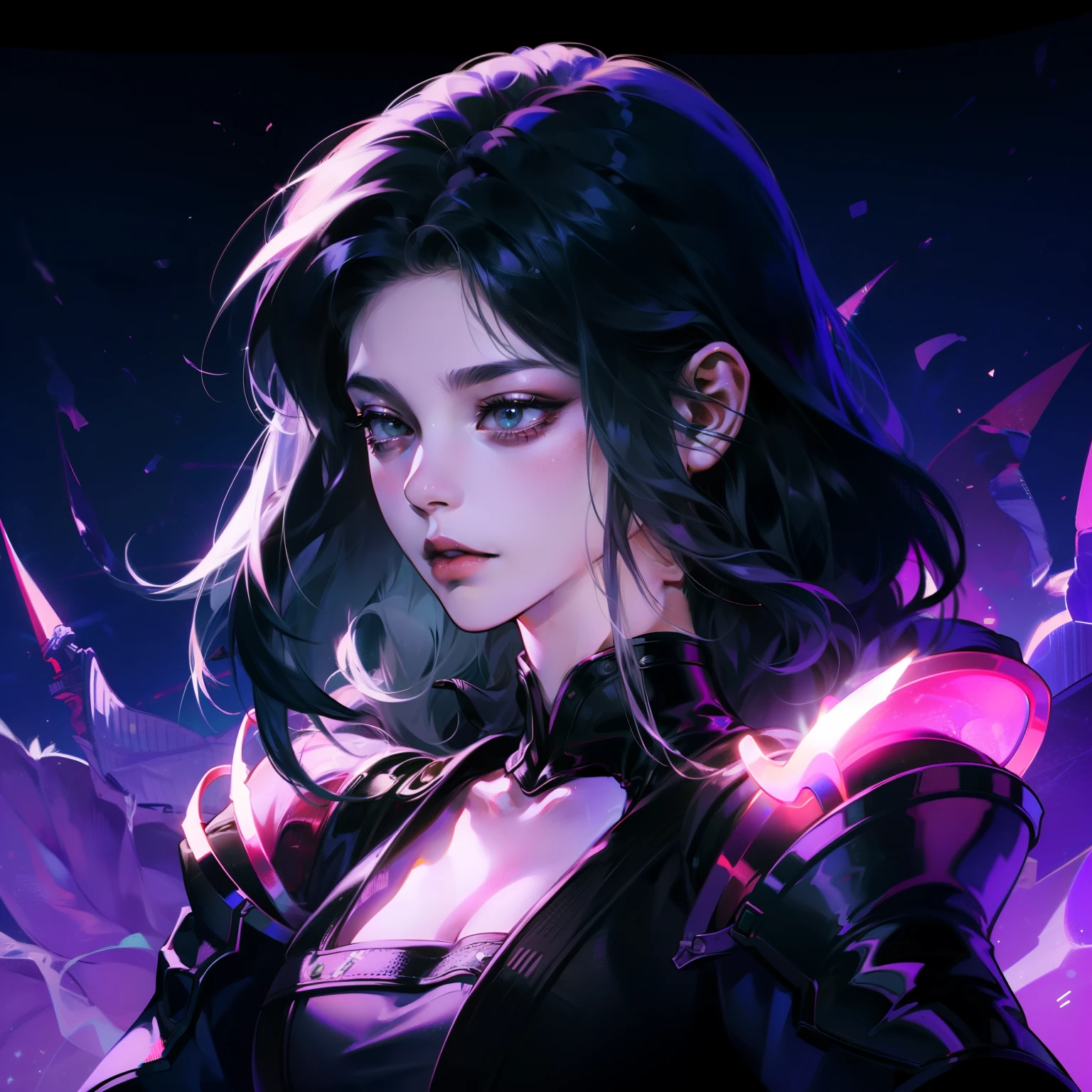 (high quality: 1.3), lens, masterpiece, (sharp focus: 1.5), (lifelike: 1.3), medium portrait (A beautiful young vampire woman, pale skin, Gothic, Still proud and fierce, Black short bob straight hair, dark appearance, Wearing a detailed dark tunic, dark atmosphere, But sculpt the shapes with stark contrasts of light and dark), It&#39;s night, (highly refined skin), (Detailed face),  Detailed background, dark lights, twilight lighting, Volumetric lighting, intricate details, ultra high definition,