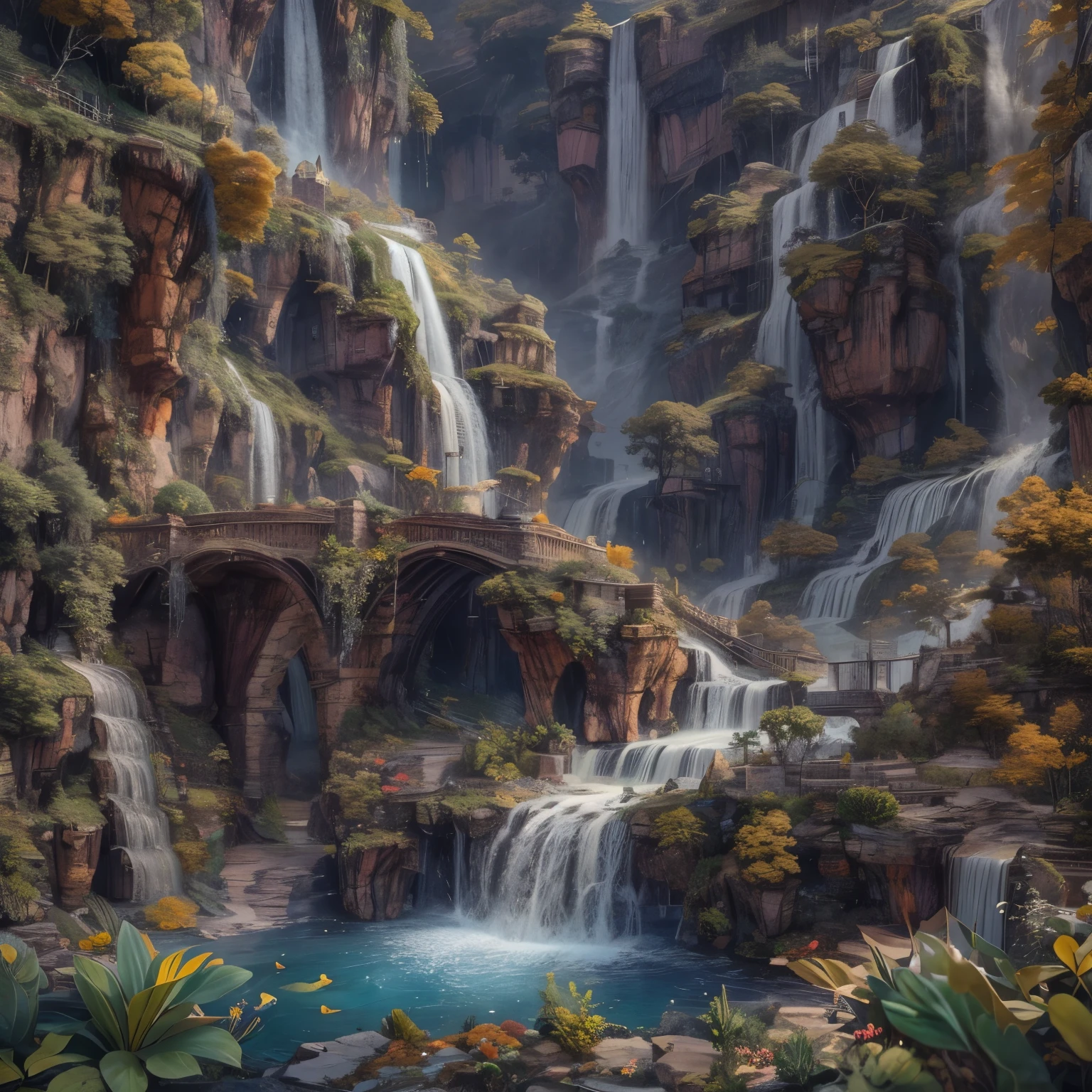 (La best quality,high resolution,super detailed,actual),Lovely knitted waterfall，（（（A masterpiece full of fantasy elements）））， （（best quality））， （（intricate details））（8k）