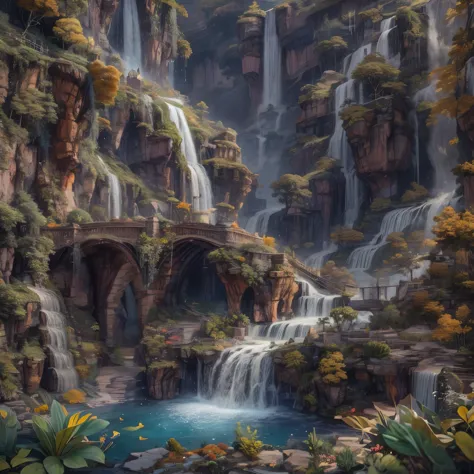 (La best quality,high resolution,super detailed,actual),Lovely knitted waterfall，（（（A masterpiece full of fantasy elements）））， （...