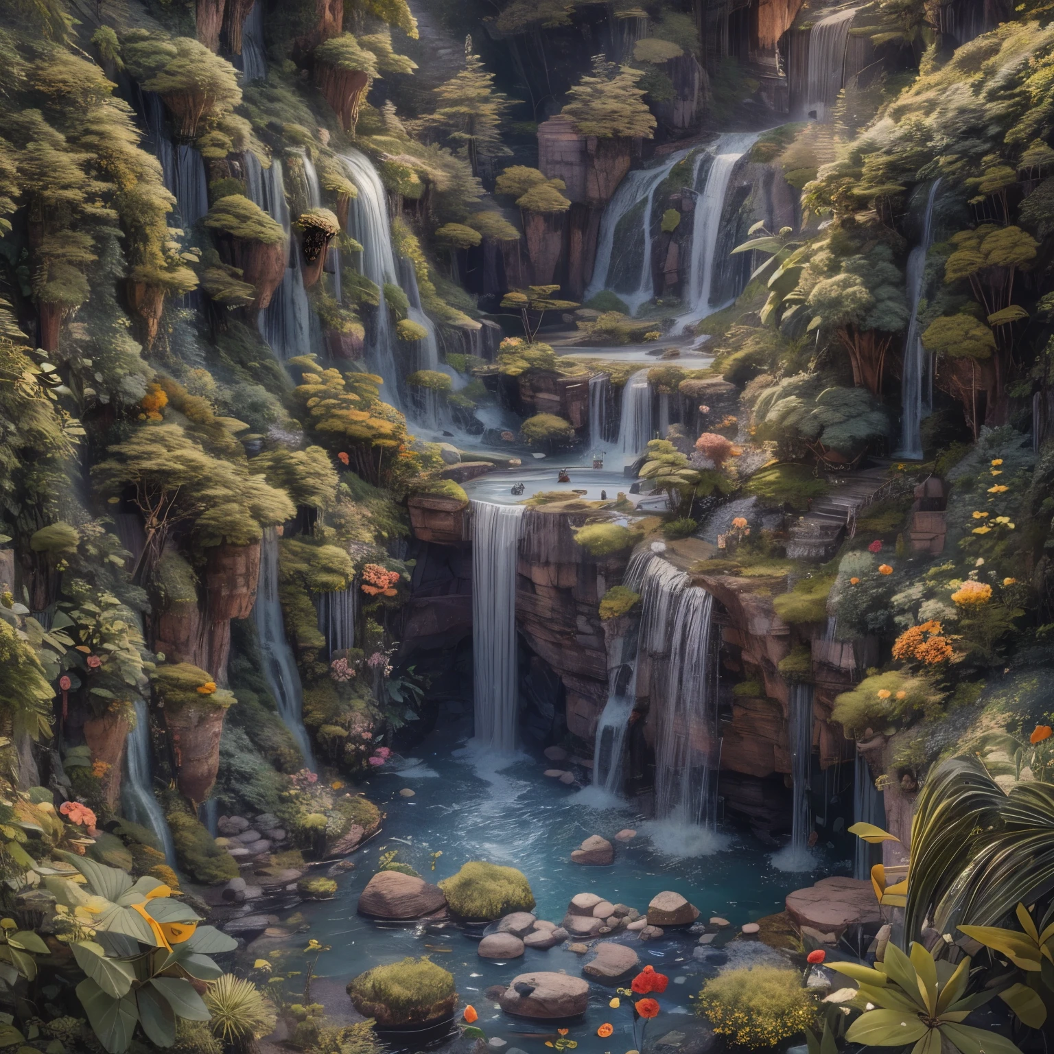 (La best quality,high resolution,super detailed,actual),Lovely knitted waterfall，（（（A masterpiece full of fantasy elements）））， （（best quality））， （（intricate details））（8k）