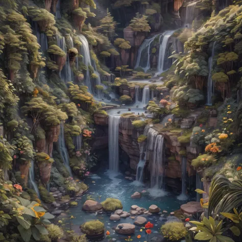(La best quality,high resolution,super detailed,actual),Lovely knitted waterfall，（（（A masterpiece full of fantasy elements）））， （...