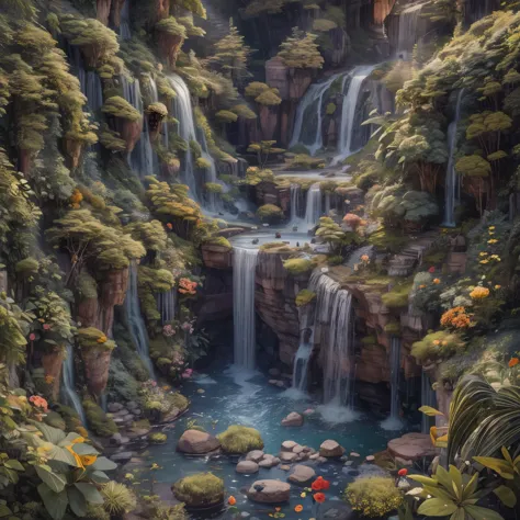 (la best quality,high resolution,super detailed,actual),lovely knitted waterfall，（（（a masterpiece full of fantasy elements）））， （...