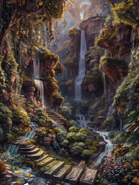 (La best quality,high resolution,super detailed,actual),Lovely knitted waterfall，（（（A masterpiece full of fantasy elements）））， （...