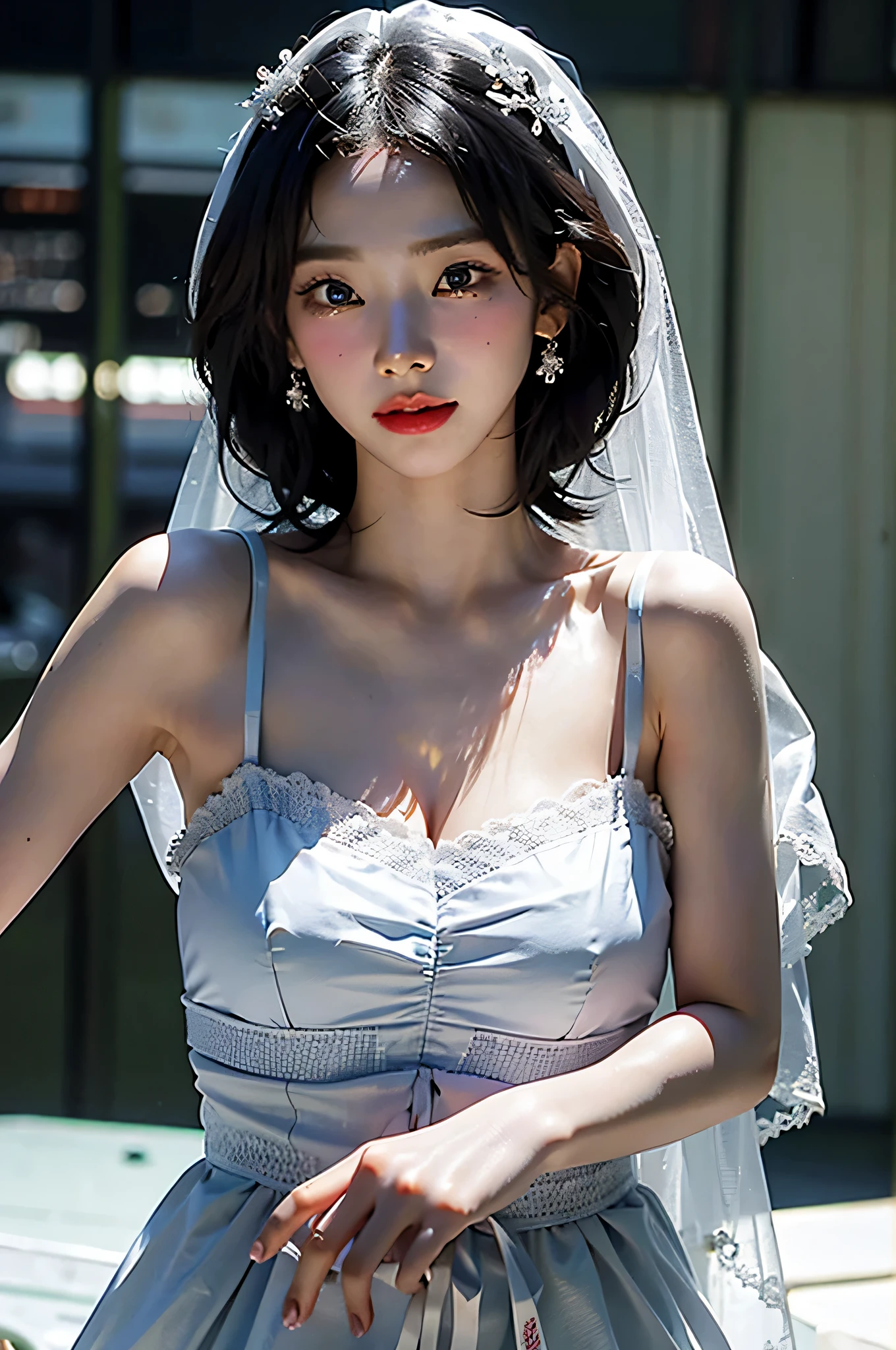 (highest image quality), (masterpiece), (vibrant, photography realistic, Realistic, Dramatic, Dark, Sharp focus, 8K), Close up Face, Highly detailed face and skin texture, wedding dress, ethereal beauty, mature asian woman,long hair, make up, sexy smile, nsfw ,Close up shot, ((backlight))