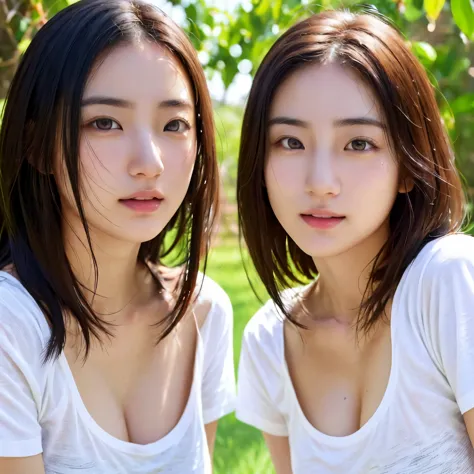 identical twin sisters、dressed, (photo realistic:1.4), (hyper realistic:1.4), (realistic:1.3),
(smoother lighting:1.05), (improv...