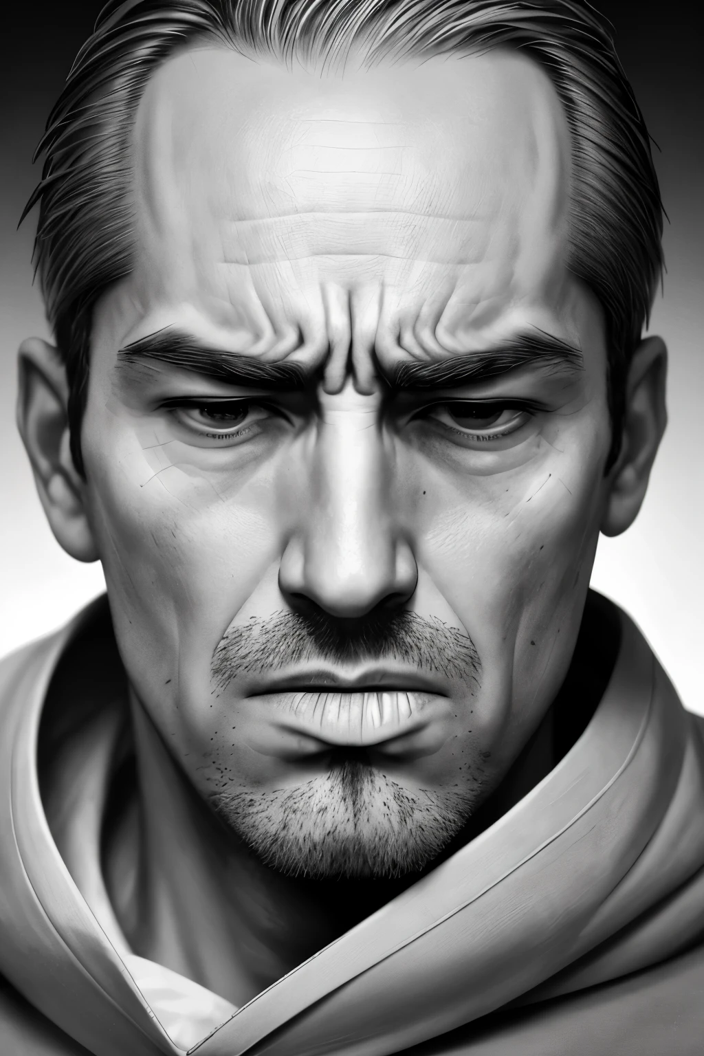 photograph of a man with a pensive expression, furrowed brow, unable to taste anything, sharp features, thin lips pressed together, hollowed cheeks, muted colors, masterpiece, best quality, high definition, 4K, monochrome, soft box lighting, 1.2

(1man), (losing his sense of taste:1.8), in deep thought, photo, (photorealistic), (close-up), face in frame, looking introspective, no food or drink in sight, slight stubble, prominent nose, gaunt, subdued, detailed face, detailed body, hollow eyes, wrinkled hands, texture, hdr, 8k,