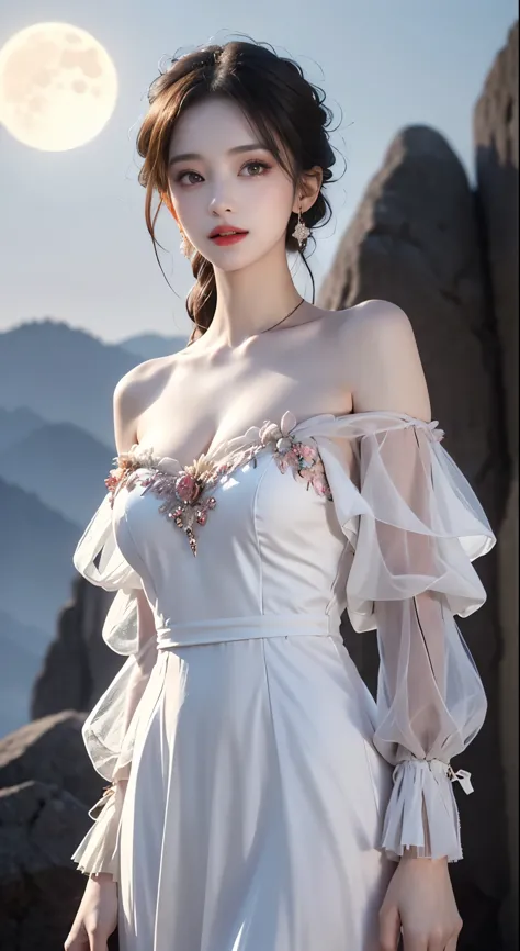 sh33rfl0r4l, long sleeves, black dress, off shoulder, bare shoulders, long dress, see-through, tulle dress, ((bare shoulders)), ((whole body)), actual, fashion girl, red lips, mature women, cosmetics, big eyes, beautiful eyes, ((whole body)), ((from below)...