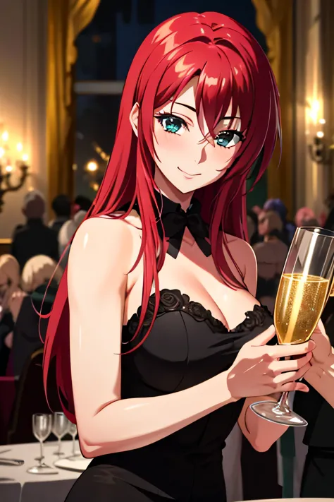 (best quality,8k,highres,masterpiece:1.2),ultra-detailed,(realistic,photorealistic,photo-realistic:1.37),Rias Gremory,ball,party...