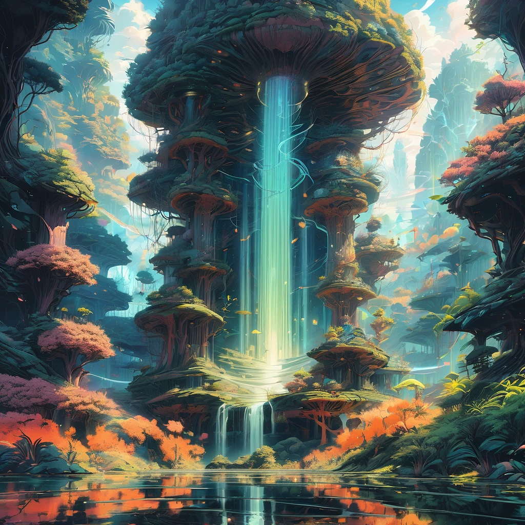 Waterfall, aesthetic, "magical_mystical Waterfalls"epic_cinematic_beautiful_fantasy_landscape!!!",_hyperdetailed_and_highly_intricate_digital_illustration_by_Ismail_Inceoglu,_Erin_Hanson,_Gazelli,_Hayao_Miyazaki_and__Yoshitaka_Amano,_a_masterpiece,_top-down_perspective,_wide-angle,_8k_resolution,_trending_on_artstation,_Ray_Tracing_Reflections,_volumetric_lighting,_deep_colors_pen_and_ink_marker,Ethereal_cyberefighterpunk_cyborg_cornpunk_lava_hose_with_hot_flames_flowing,_gold_corn_tones_:_by_michal_karcaniel_merriam,_victo_ngai_and_guillermo_del_toro_:_aetherpunk,_ornate,_dynamic,_particulate,_intricate,_elegant_detailed_dramatic_atmospheric_maximalist_digital_matte_painting_rock_orange,_A_dream_of_a_distant_galaxy_by_Caspar_David_Friedrich