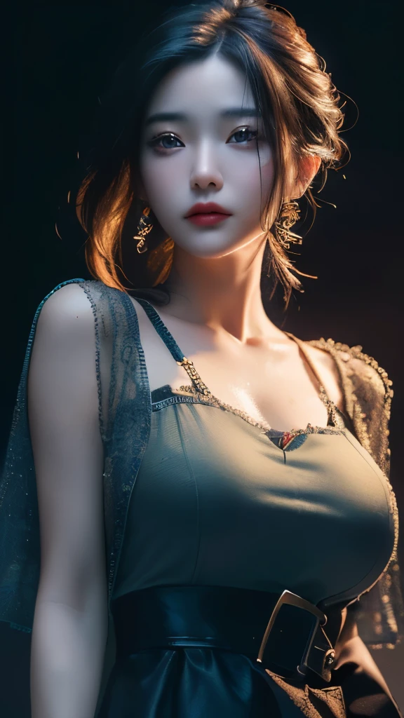 best quality, (original photo: 1.2), (masterpiece: 1.4), (actual: 1.4), (high resolution: 1.4), Chinese actress Guli Nazha, depth of field, intricate details, 8k, Very detailed, perfect lighting, epic background, big bust 1.3, The clothes are messy, shattered, The whole body is soaked