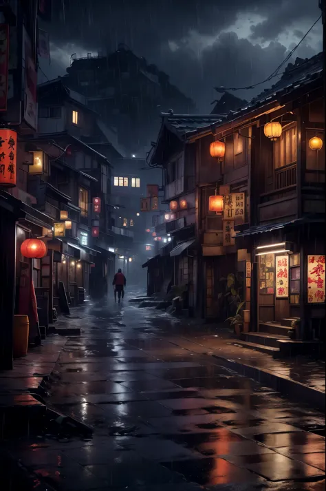 feder village view，a lot of lights on the buildings，dream china town，china village，stunning wallpapers，japanese village，surreal ...