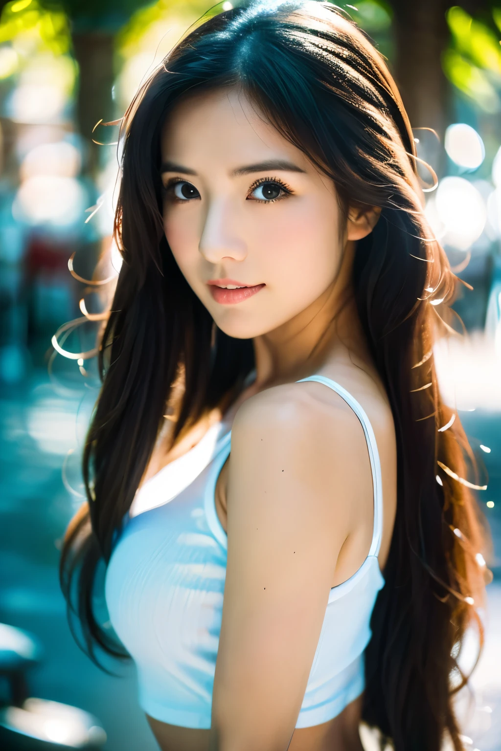 Арафированная азиатка в белом топе позирует для фотографии, снято на canon eos 5 d mark iv, Молодое милое бледное азиатское лицо, снято на canon eos 5 d, снято на canon 8 0 d, Фотография сделана на Sony A7R., снято на canon 5d mk4, снято на canon eos r 6, красивая азиатская девушка, мягкий портретный снимок 8k