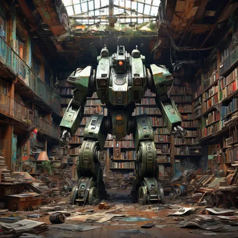 Abandoned Mech, aesthetic, extremely detailed, eye catching, drab, St Helliers Boys Home.....abandoned 50 years ago....old schoo...