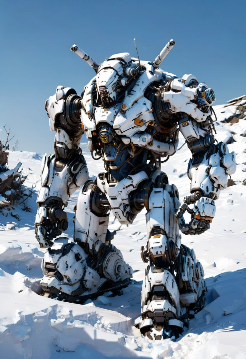 Abandoned Mech frozen in ice, whole huge ice, (best quality, masterpiece, Representative work, official art, Professional, Ultra intricate detailed, 8k:1.3)