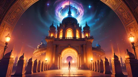 a captivating and enchanting photo realistic of a mystical fantasy-inspired landscape of a palace with intricate mandala pattern...