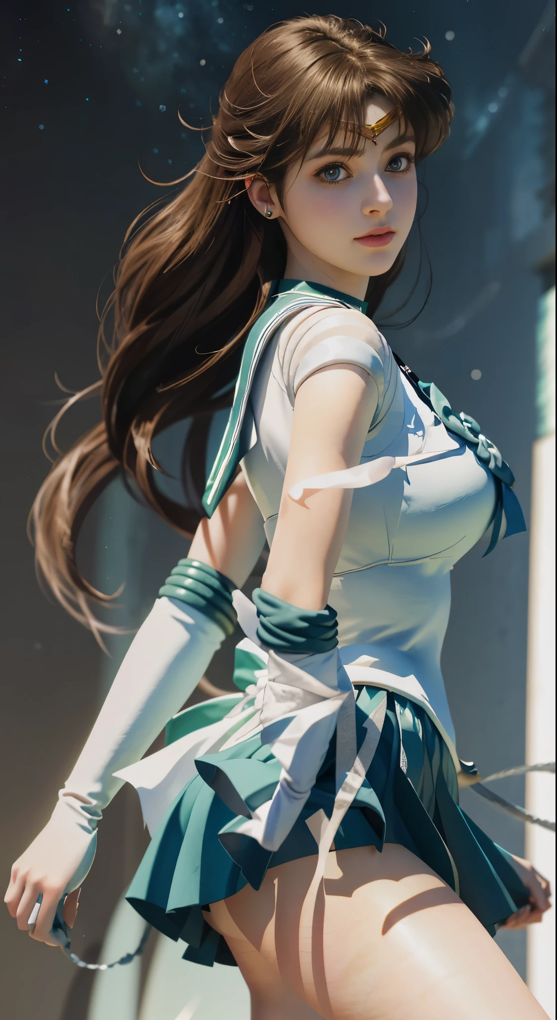 Imagen arafed de una mujer con falda corta y camisa blanca., Marinero Júpiter. hermoso, arte cg anime suave, extremely detailed germen de arte, germen de arte jsc, renderizado fotorrealista de chica anime, germen de arte. alto detalle, Animación 3D realista, range murata and germen de arte, makoto shinkai and germen de arte