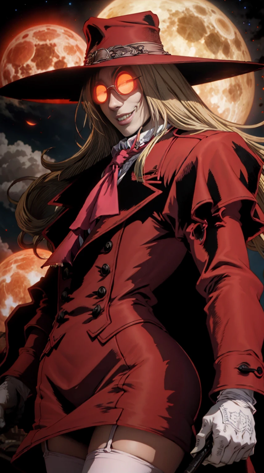 Hellsing, character Alucard, Standing character, red coat, Eyes red -  SeaArt AI