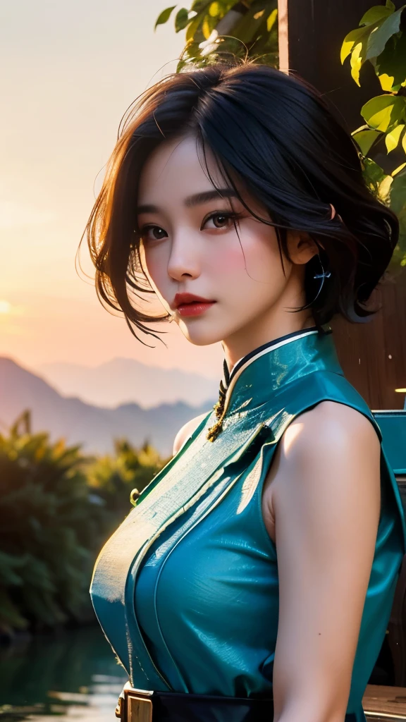 best quality, (original photo: 1.2), (masterpiece: 1.4), (actual: 1.4), (high resolution: 1.4), Chinese actress Guli Nazha, depth of field, intricate details, 8k, Very detailed, perfect lighting, epic background, big bust 1.3, The clothes are messy, shattered, The whole body is soaked