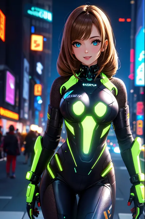 (High quality, High resolution, Fine details), Android Woman, modern, sci-fi, androids, high-tech background, luminous lights, s...