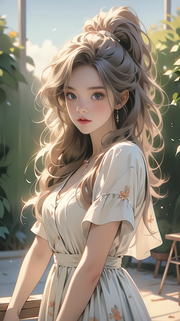 (best quality, 8k: 1.2), super detailed, realistic : 25 ans, fille sur la pelouse, nature, messy hair, cheveux courts, sky light and shadow images net bag