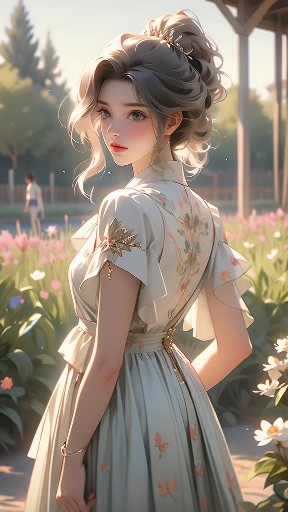 (best quality, 8k: 1.2), super detailed, realistic : 25 ans, fille sur la pelouse, nature, messy hair, cheveux courts, sky light and shadow images net bag