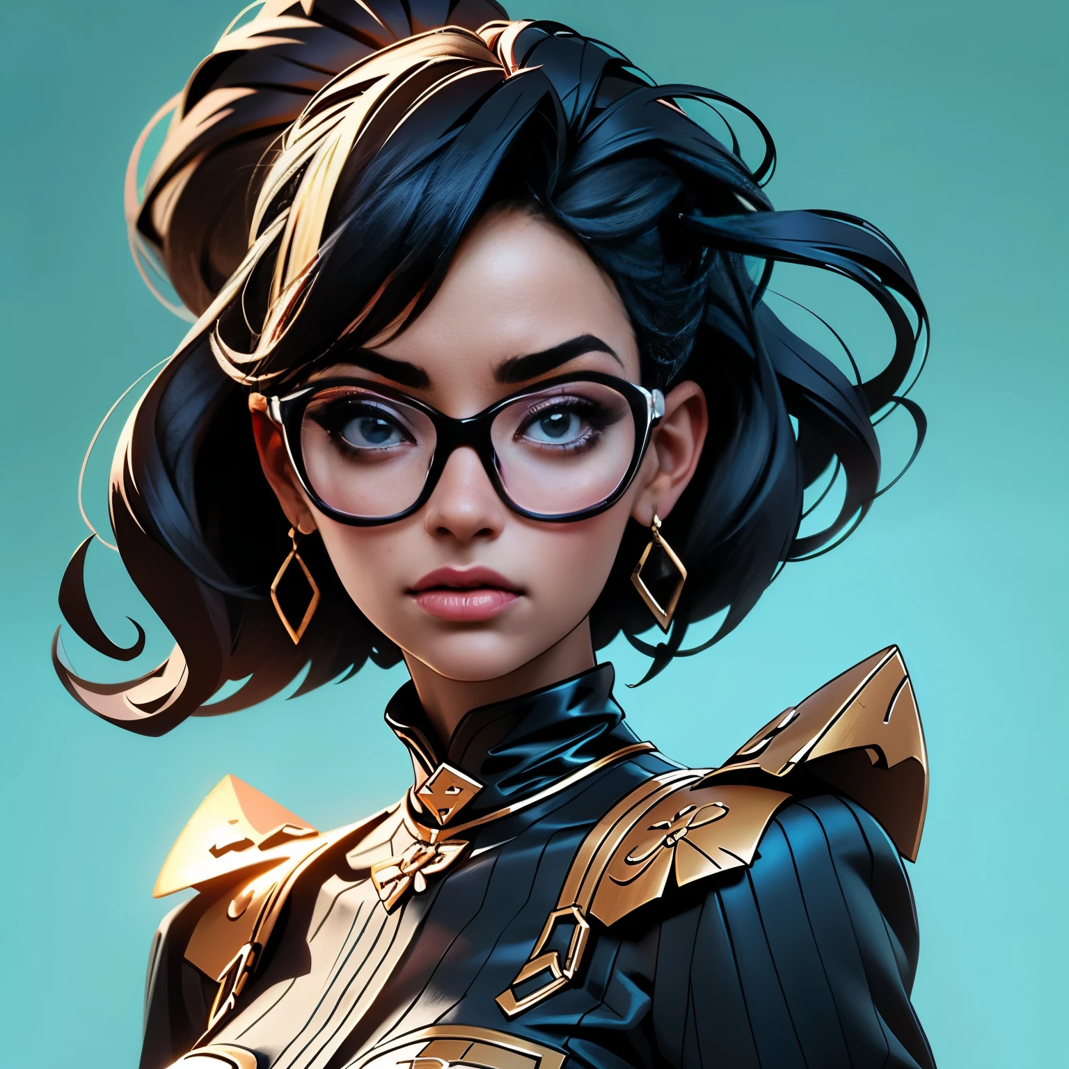 Un gros plan d&#39;une femme noire avec des lunettes et une robe colorée, portrait de haute qualité, dans un style d&#39;illustration numérique, illustration de portrait épique, superbe illustration numérique, belle illustration numérique, beau portrait détaillé, style artistique époustouflant, bel art numérique, Tendances artistiques, portrait couleur détaillé, peinture réaliste de belle, illustration numérique exquise, portrait d&#39;illustration numérique, portrait très détaillé