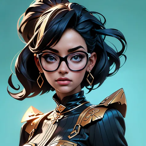 A closeup of a black woman with glasses and a colorful dress, retrato de alta qualidade, in digital illustration style, epic por...