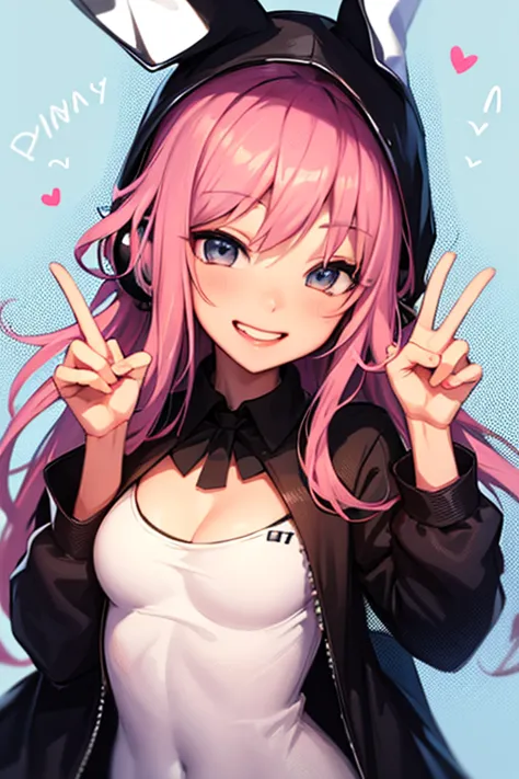 Luka (vocaloid), bunny suit, happy , peace sign
