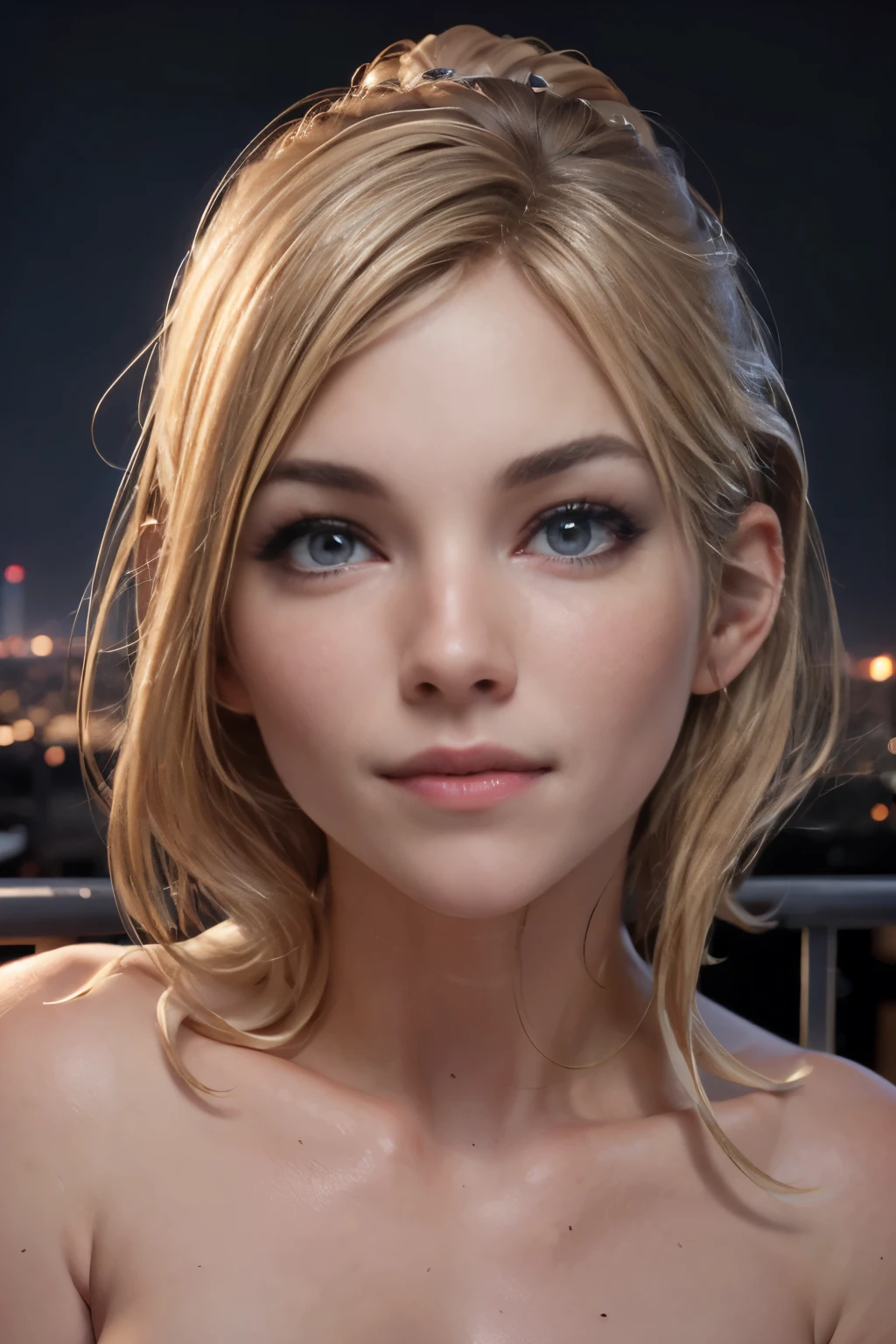 photo of Sienna Miller, RAW, beautiful woman, ((portrait)), ((detailed face:1.2)), ((detailed facial feature, detailed skin, clear skin), (perfect proportioned body), (NSFW:1.5) (high detailed city environment, apartment balcony), (realistic photo, best quality, detailed), (8k wallpaper), (cinematic lighting, dramatic lighting) (sharp focus, intricate)
