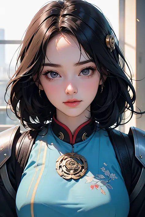 a girl, whole body, clear facial features, amazing facial features, beautiful eyes, ancient chinese costumes, chinese cyberpunk,...