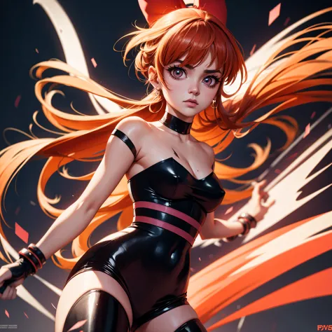 Blossom From Powerpuff Girls as a Violent Mature Themed Action Anime, Sexy Powerpuff Girls Anime, bloody battle damage and wear,...