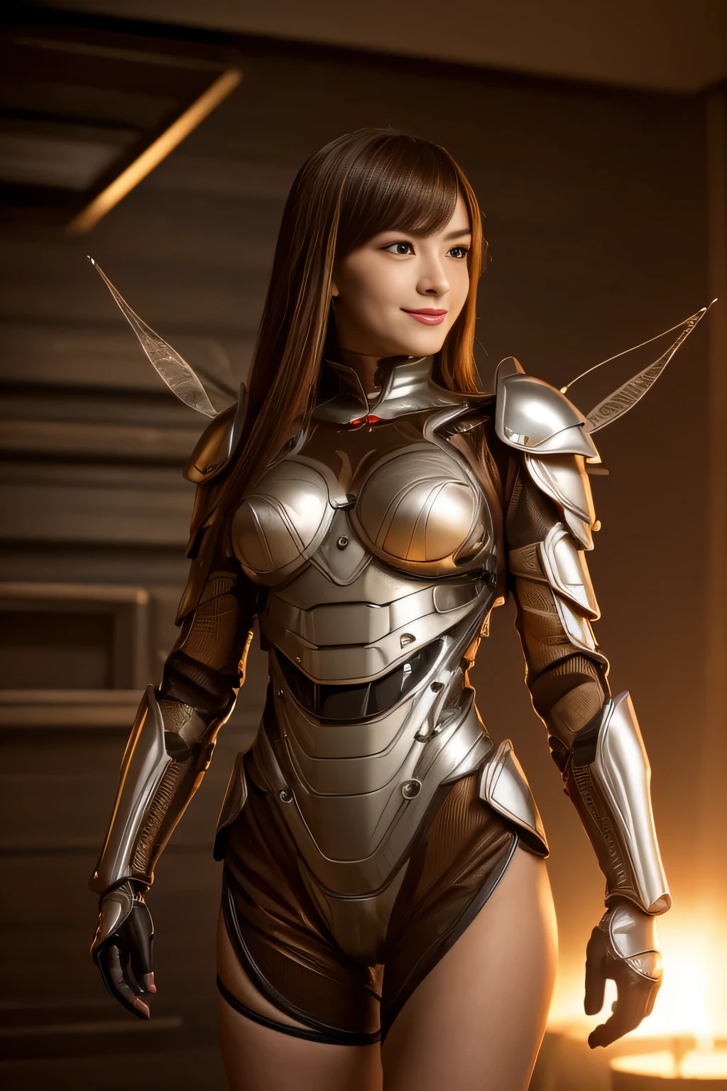 (High resolution,masterpiece,highest quality,Very detailed CG, anime, official art:1.4), realistic, photograph, amazing detail, everything is complicated, shiny and glossy,Amazing number of layers, 8K wallpaper, 3D, sketch, cute, figure,( alone:1.4), perfect female proportions,villain&#39;s daughter, (Fusion of dark brown cockroach and lady:1.4), (brown cockroach woman:1.2), (brown cockroach woman:1.2), (Fusion:1.2), (alone:1.4), (evil smile:1.2), muscular, abs, (Cockroach brown exoskeleton bio insect suit:1.4), (Cockroach brown exoskeleton bio insect armor:1.2), (brown transparent cockroach feathers:1.4), (Antennae of brown cockroaches:1.3),