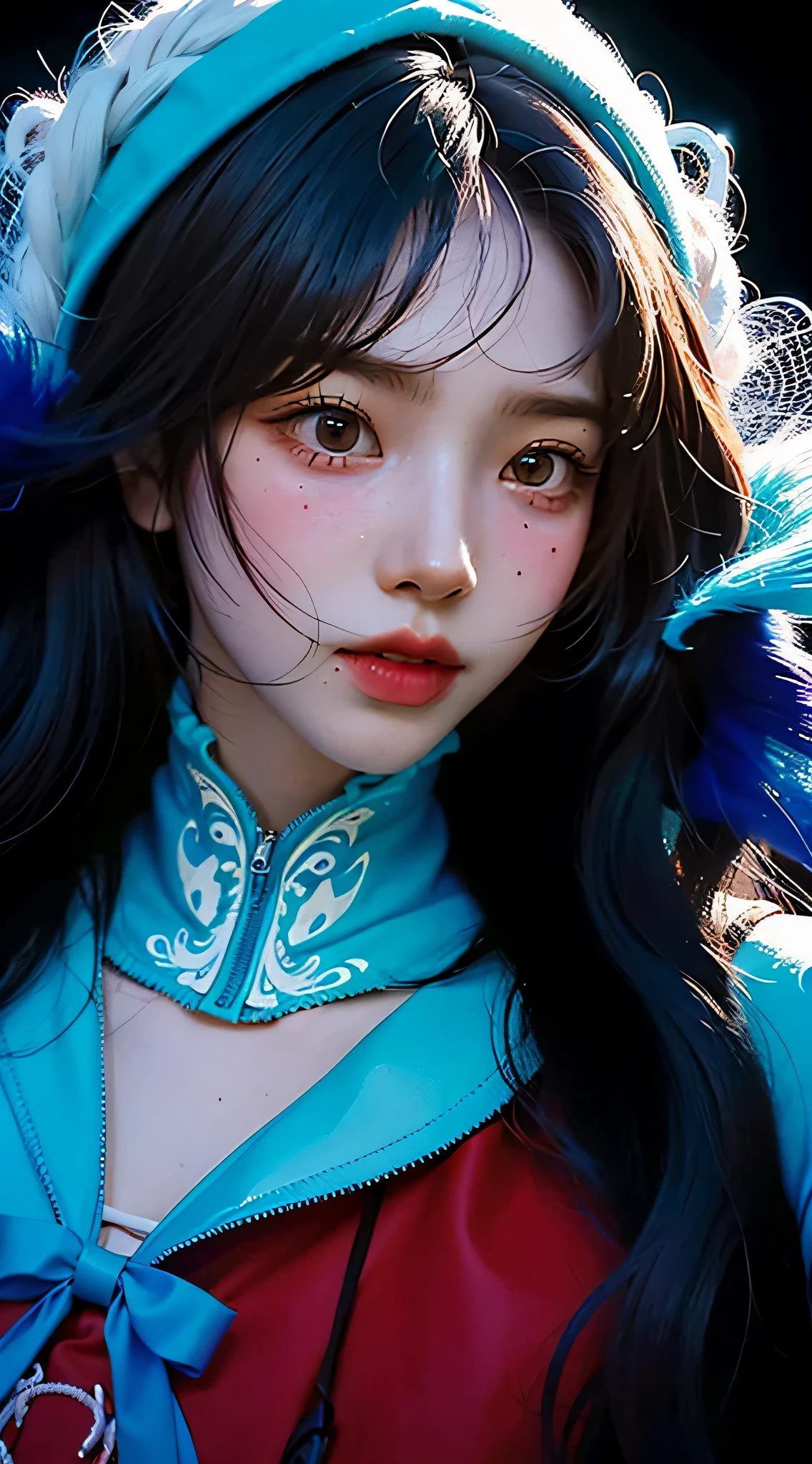 official art, unity 8k wallpaper, ultra detailed, beautiful and aesthetic, masterpiece, best quality,  (close up, face focus:1.2), (zentangle, mandala, tangle, entangle), (fractal art:1.3) , 1girl, extremely detailed, long hiar, dynamic angle, the most beautiful form of chaos, elegant, a brutalist designed, vivid colours, romanticism, by james jean, roby dwi antono, ross tran, francis bacon, michal mraz, adrian ghenie, petra cortright, gerhard richter, ashley wood, atmospheric, ecstasy of musical notes, streaming musical notes visible,