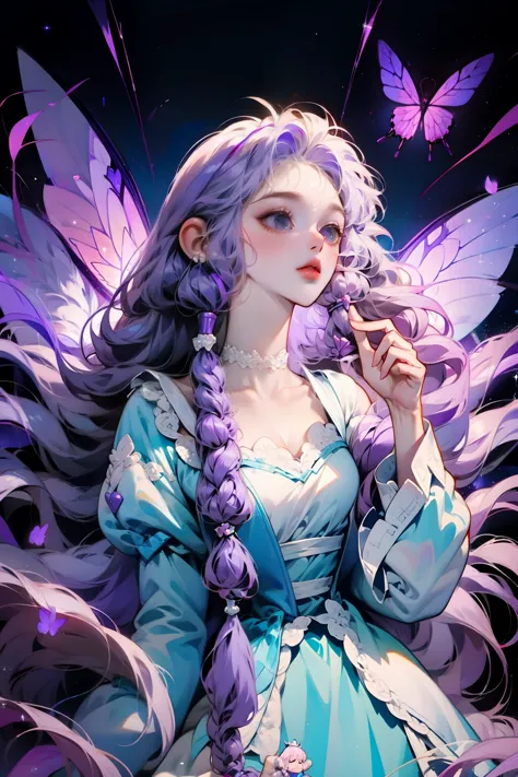 Arafad image of a woman wearing a purple dress and butterfly wings, fairy tale core, light violet, princess of amethyst, Belle D...