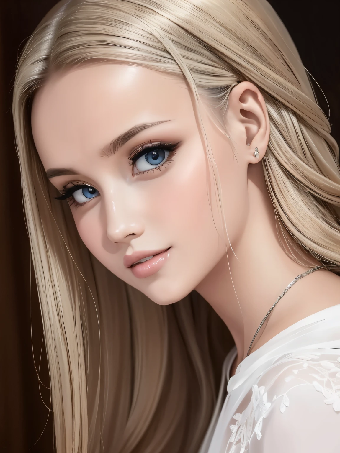 (best quality, highres,masterpiece:1.2),beautiful detailed eyes,beautiful detailed lips,extremely detailed eyes and face,longeyelashes,1girl,empty eyes,utsurome,maid,smile,portrait,painting,gorgeous,exquisite textures,vibrant colors,soft lighting,delicate brushstrokes