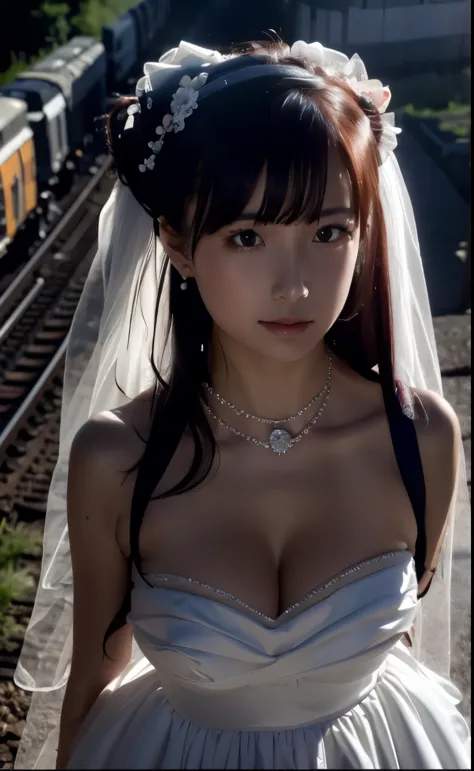 (((Pixel perfect, Perfect details))), alone, 1 girl，bride, yuigahama yui,  美丽bride穿美麗婚紗的特写,Gurwitz, (((bride頭紗)))，（transparent s...