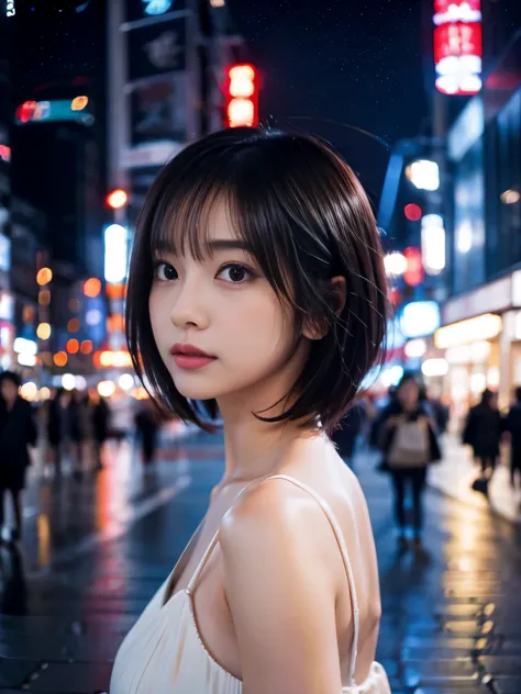 (photoreal:1.4)、(surreal:1.4)、(cinematic:1.5)、27 year old female、short hair、solo、japanese actress、(beautiful and delicate face)、...