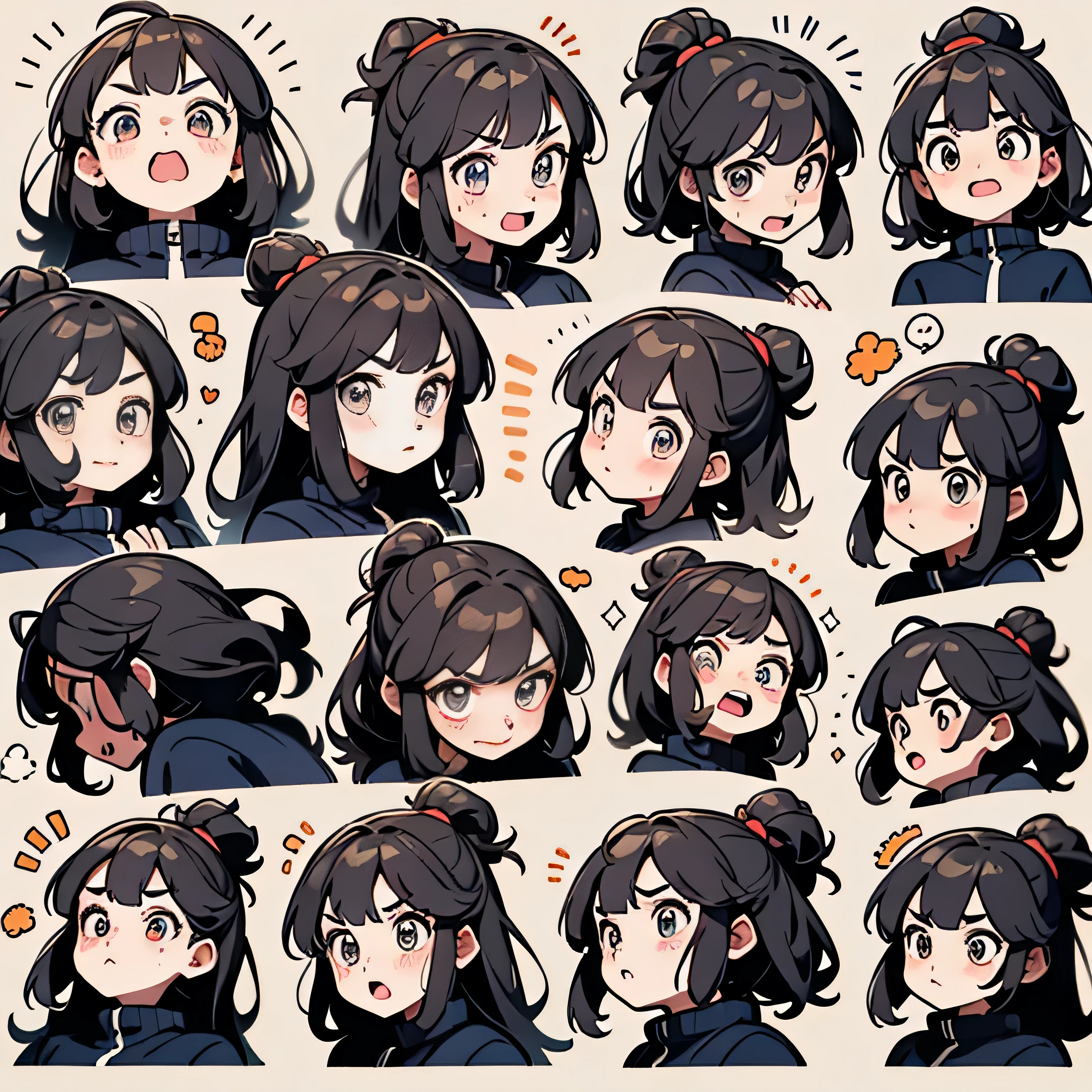 A close up of a bunch of different expressions of a girl - SeaArt AI