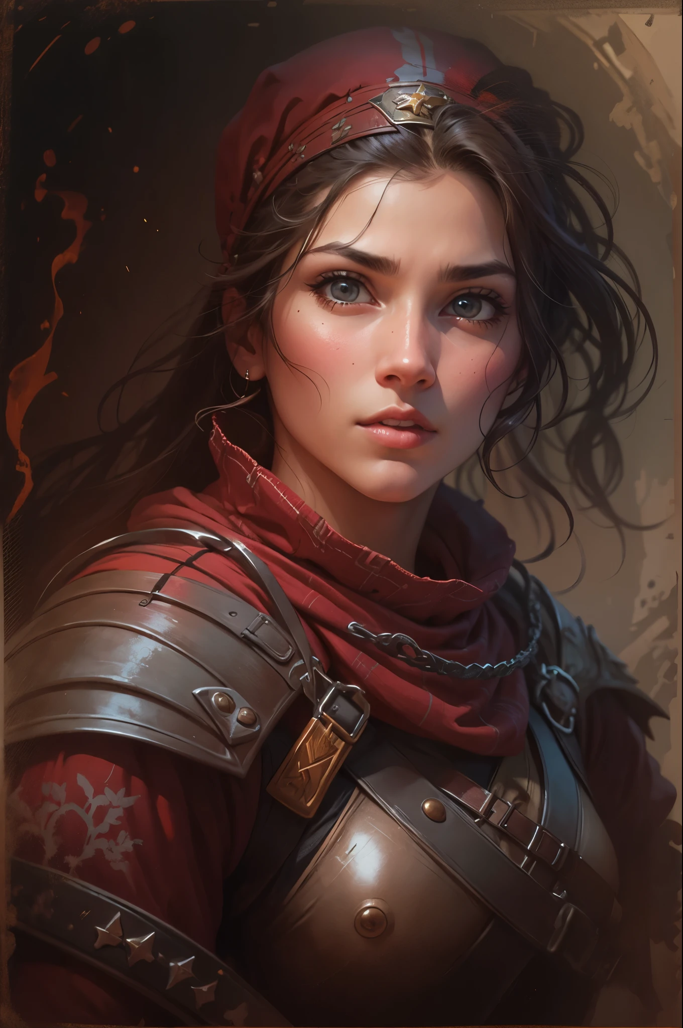 1woman,portrait,Medieval mercenaries,real,head shot