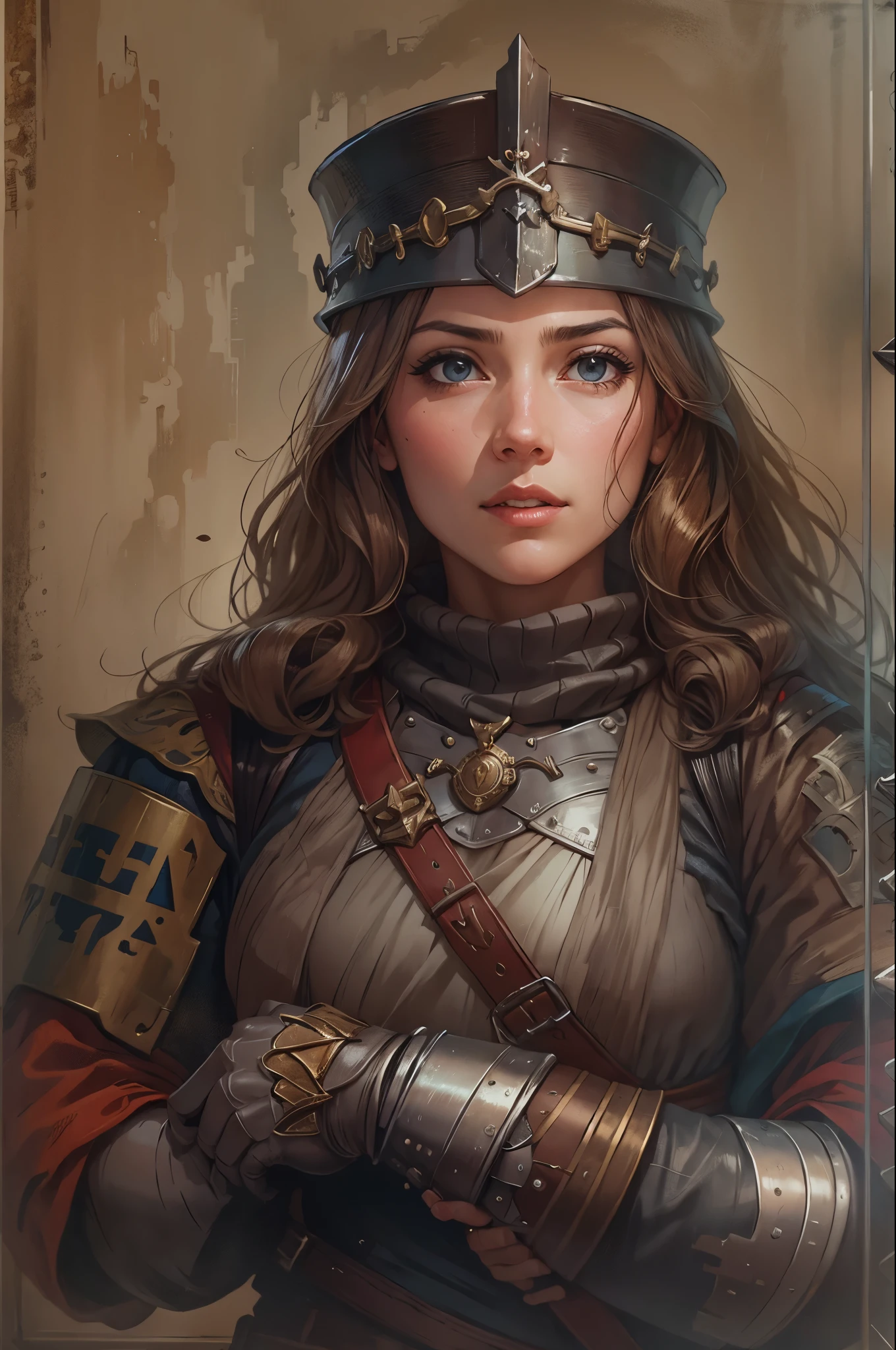 1woman,portrait,Medieval mercenaries,real,head shot