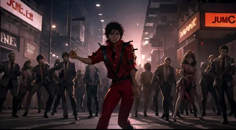 mjthriller surrounded by zombies, dansant le roi de la pop, epic