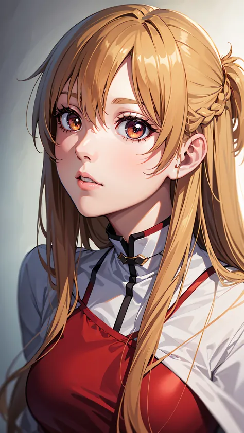 (A superb exquisite Asuna Yuuki),(Asuna Yuuki:1.5), long hair, brown hair, streaked hair, brown eyes, star-shaped pupils, straig...