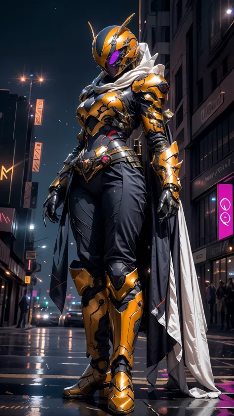 a woman adorned in fantasy-style full-body armor, a crown-concept fully enclosed helmet that unveils only her eyes, a composite ...